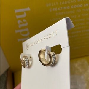 Kendra Scott Jackie Huggie Earrings Gold Clear Crystal
